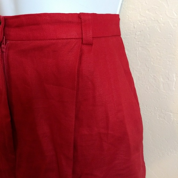 Pleat front 100% Linen Dress Shorts High Waist - Picture 3 of 7